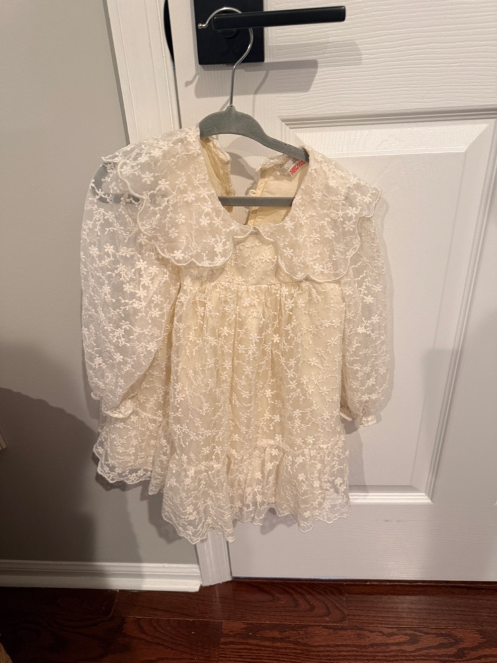 Zara Cream Lace Peter Pan Collar Dress